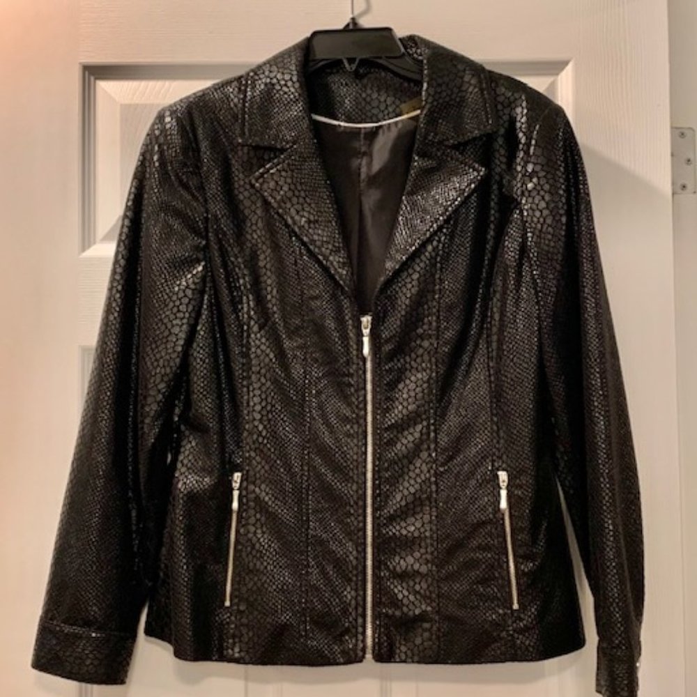 Black Faux Reptile Jacket - Size 8